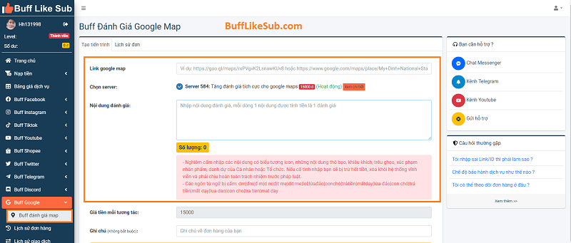 Dịch vụ buff đánh giá google map chất lượng