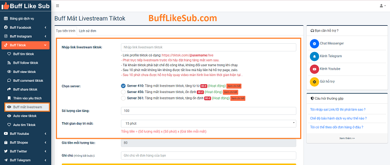Dịch vụ buff mắt livestream Tiktok