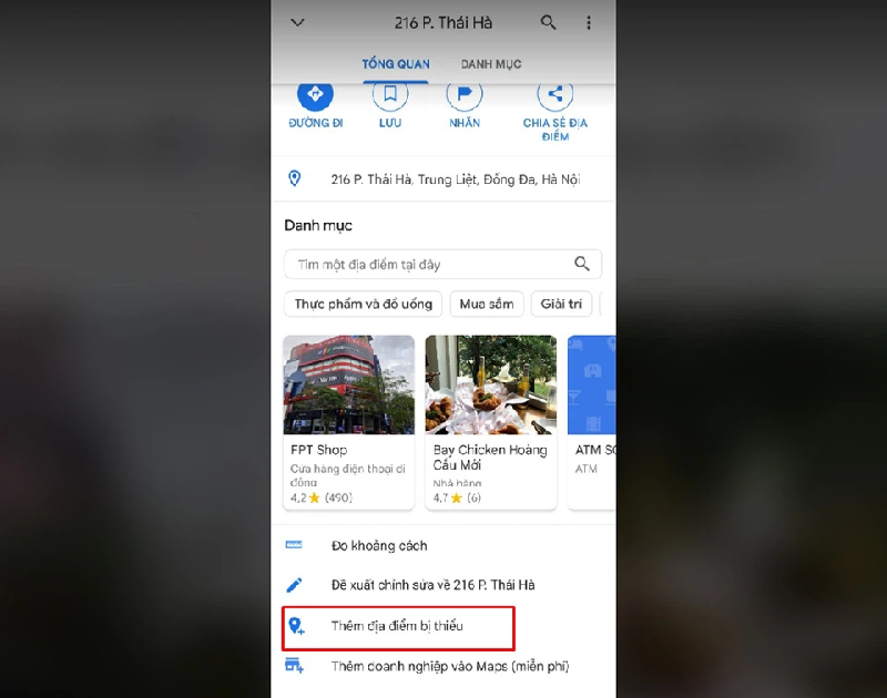 Thêm địa điểm bị thiếu