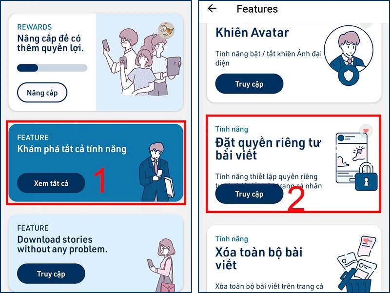 Mở phần mềm chọn đặt quyền riêng tư cho bài viết