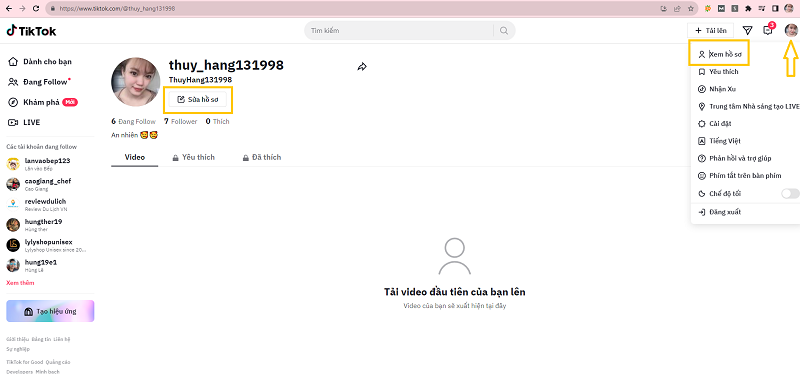 Cách đổi ID TikTok trên máy tính1