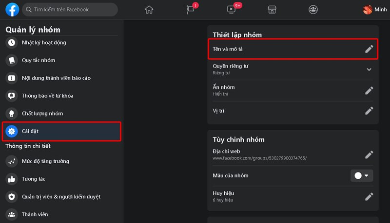 Cách đổi tên nhóm Facebook trên máy tính1
