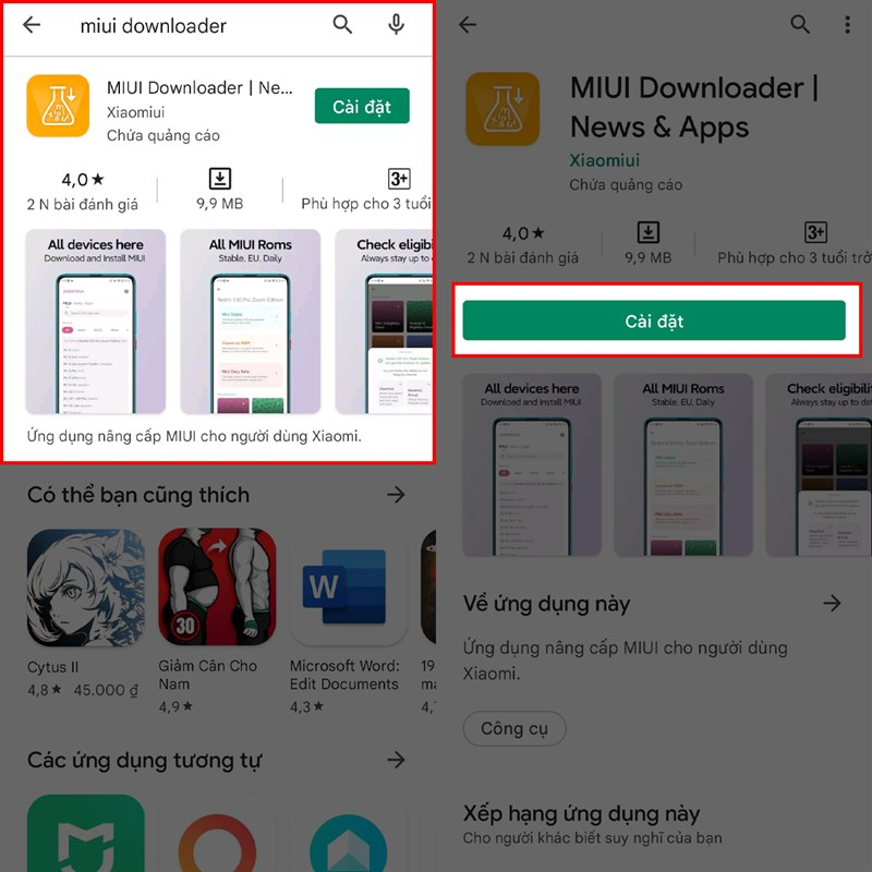 Tải ứng dụng MIUI Downloader