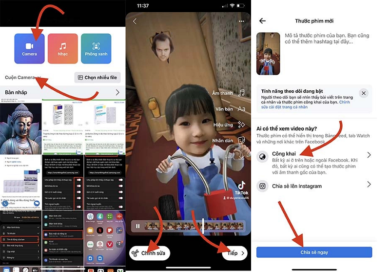 Quay video, chỉnh sửa và đăng
