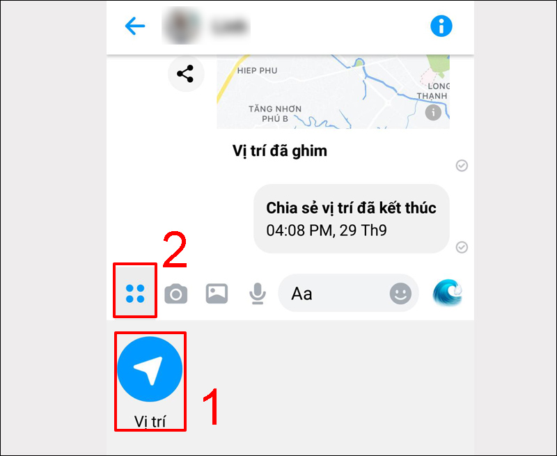  Vào Messenger chọn vị trí 