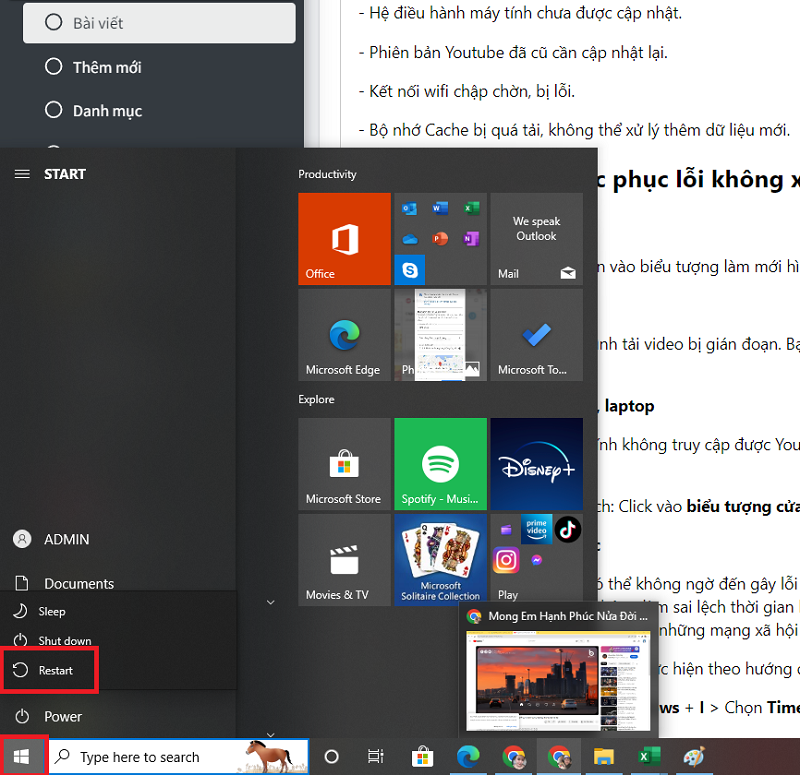 Khởi động, Restart lại máy tính, laptop